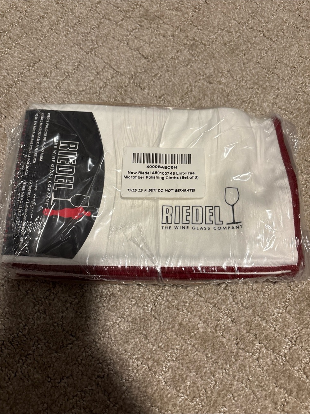 RIEDEL Microfiber Polishing Cloth NEW in Crystal Glass Care Cleaning (Set of 3)